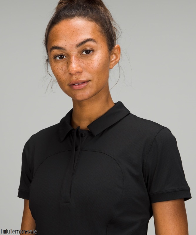 Lululemon Damen DELULU286 | Lululemon Deutschland Schwarzes Schnell Trocknendes Kurzarm-Poloshirt
